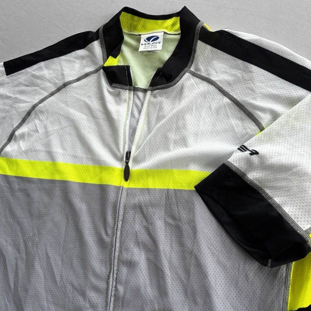 Voler Race Raglan Cycling Jersey 2XL‎ USA Made Full Zip Hi-Vis Black Gray